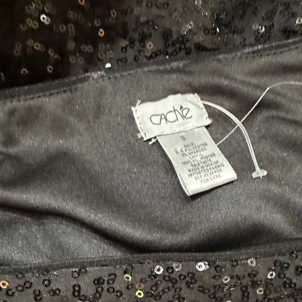 Cache’ Elegant Black Shimmer Sequin Skirt Size Small